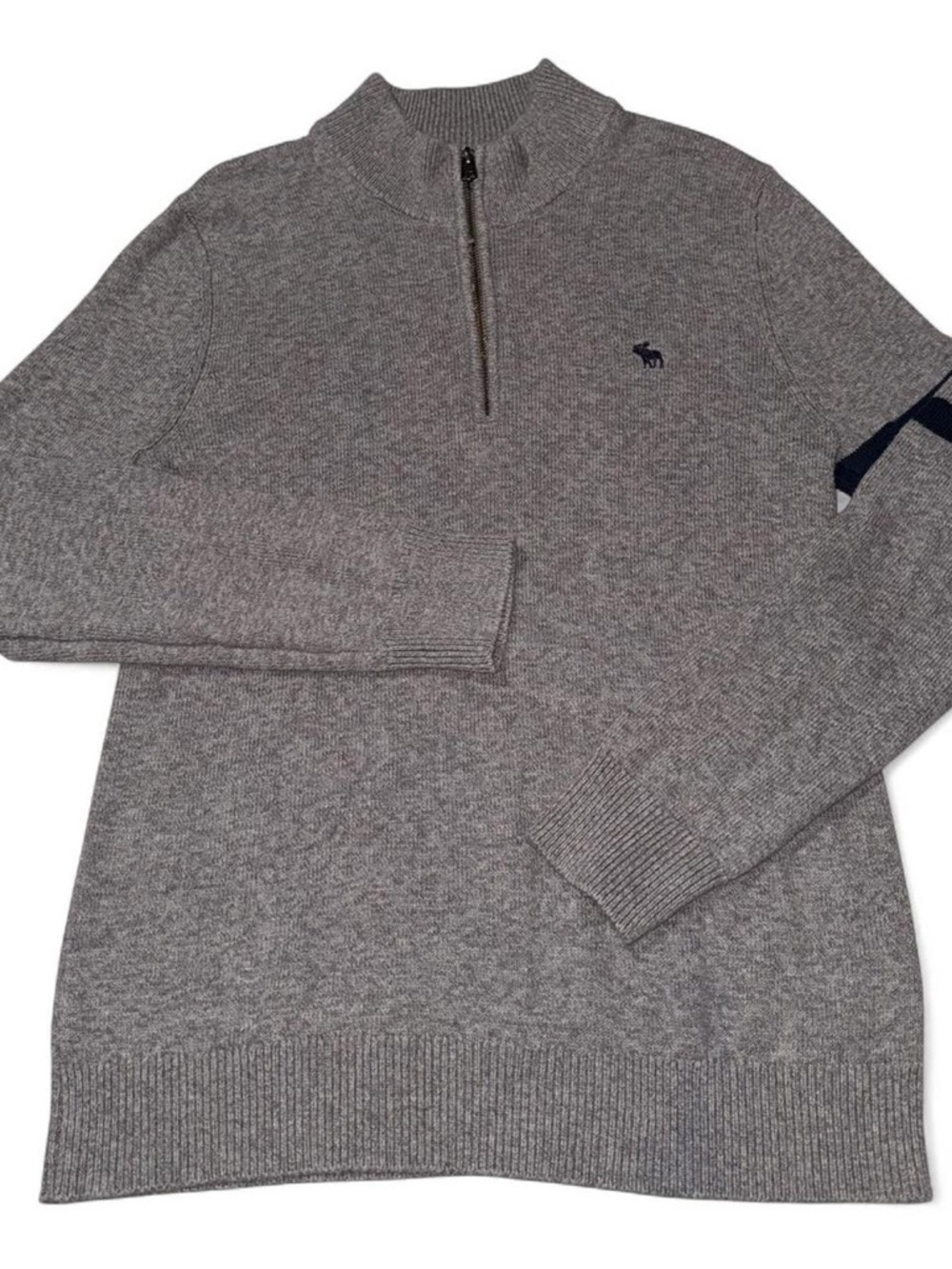 Abercrombie & Fitch Men's Heather Gray Half-Zip Mock Neck Sweater